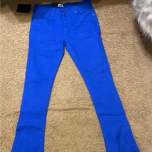 Blue stacked jeans